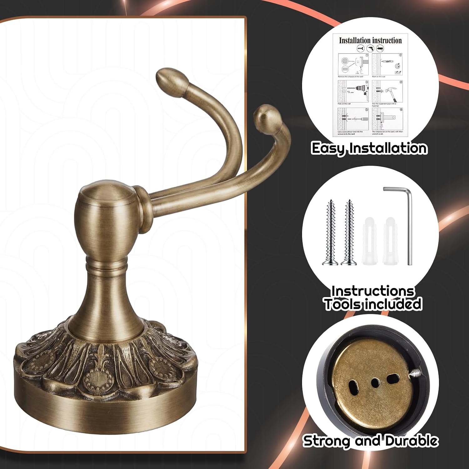 4 Pack Antique Towel Hooks Wal - Antique Brass Hook ulasan dan harga