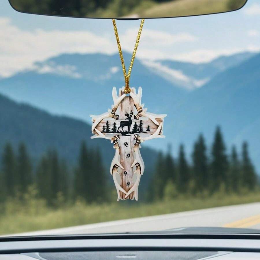 Deer Antler Cross Car Rearview - Interior Design Style ulasan dan harga