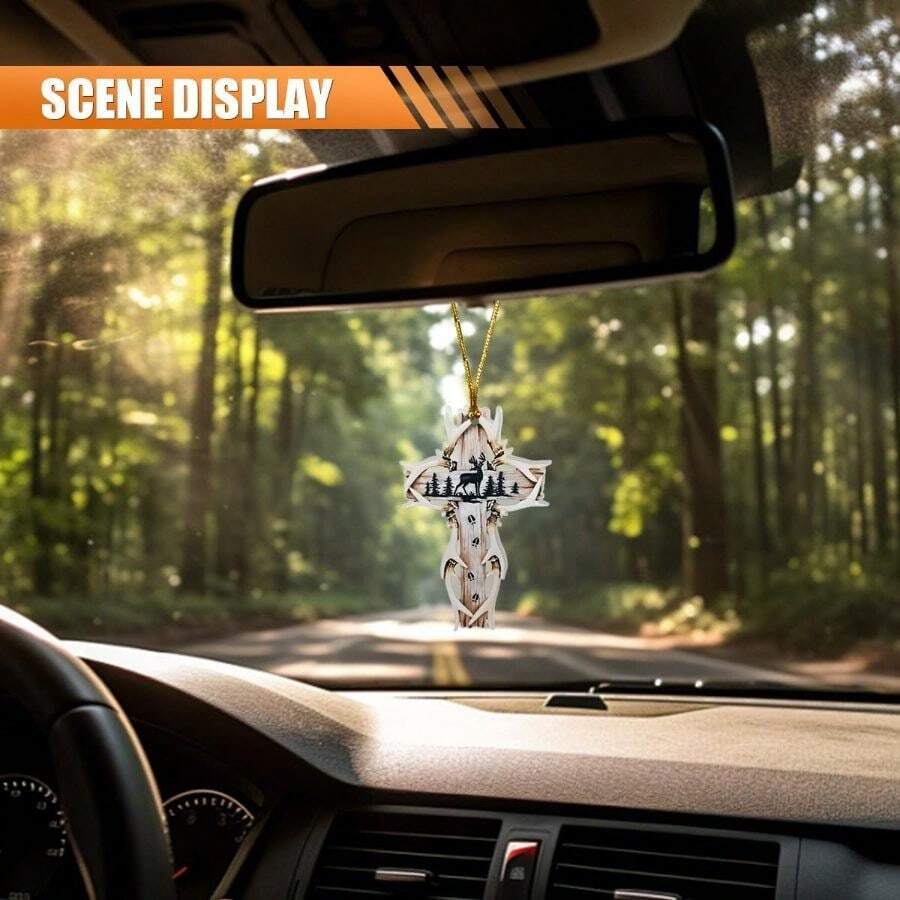 Deer Antler Cross Car Rearview - Interior Design Style ulasan dan harga
