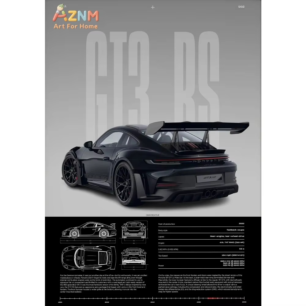 1pc Minimalist 911 GT3-RS 718  - Interior Designer ulasan dan harga