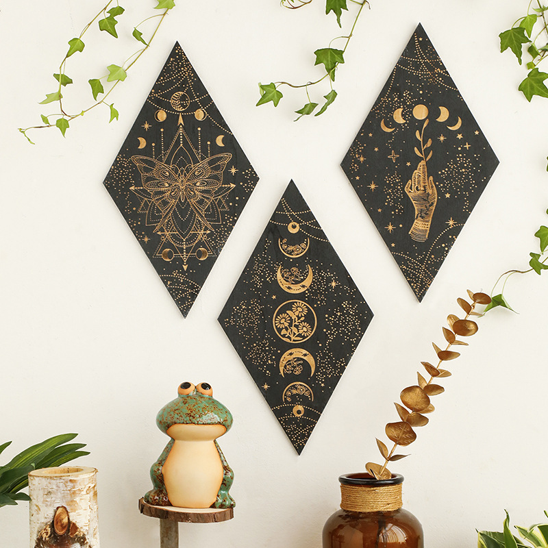 Geometric Carved Wooden Triang - Geometric Shelf Triangle ulasan dan harga