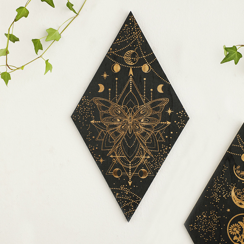 Geometric Carved Wooden Triang - Geometric Shelf Triangle ulasan dan harga