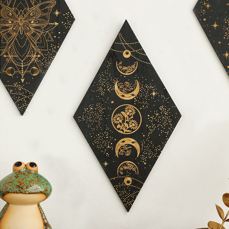 Geometric Carved Wooden Triang - Geometric Shelf Triangle ulasan dan harga