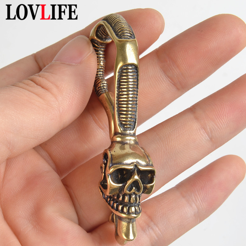 Solid Brass Keychain Skull Hea - Antique Brass Hook ulasan dan harga